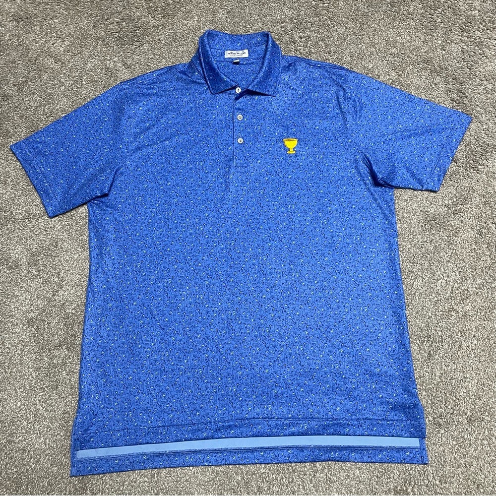 Men’s Peter Millar Crown Sport Game Day Football Print Polo Size L